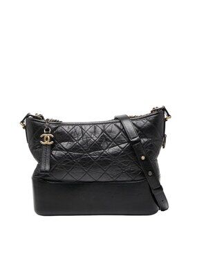 Chanel Gabriel De Chain Shoulder Bag Black Leather